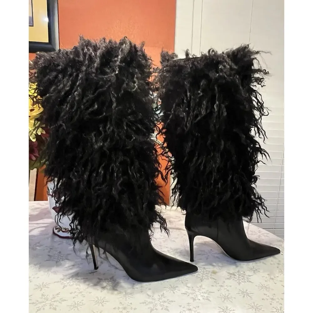 NEW MICHAEL KORS Dawn Faux Black Shearling Boots - Size 11 - Picture 7 of 12
